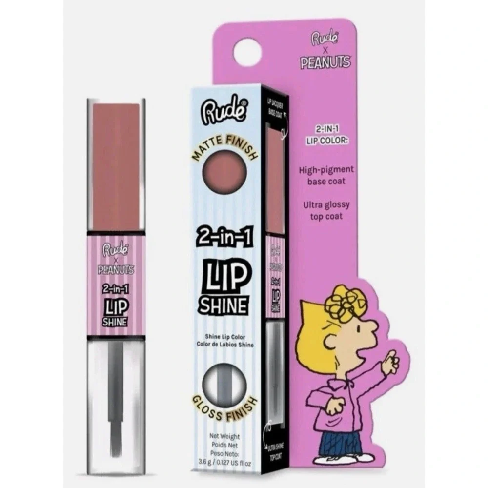 Rude Cosmetics x Peanuts Sally 2-in-1 Lip Shine Matte & Gloss NEW IN BOX